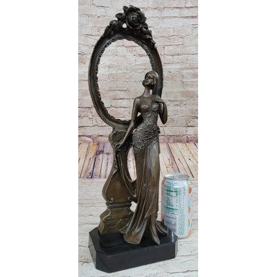 Signed Original Milo 1940 Woman Real Bronze Picture Frame sculpture