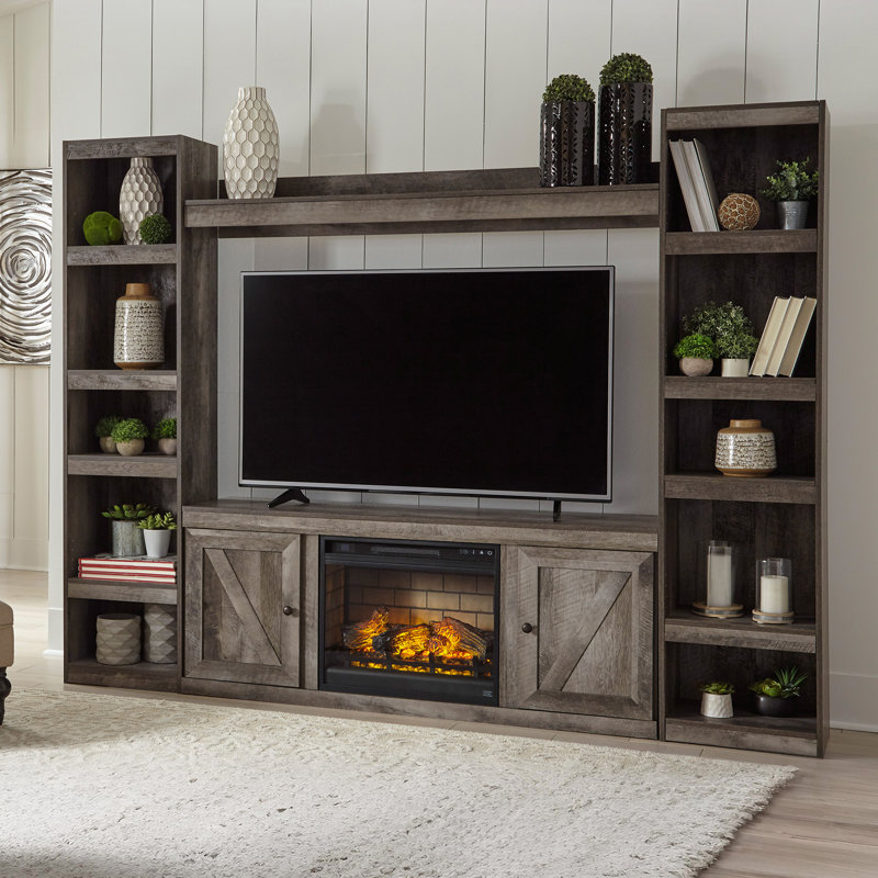 Meuble audio-vidéo 3 pièces avec foyer électrique Chafdar
