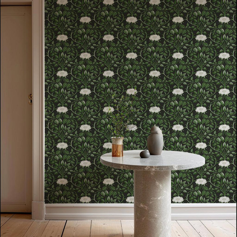 Garden Vine - Shaded Leaf Botanical Wallpaper, Faux Grasscloth