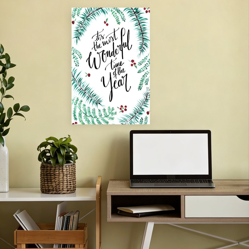Wonderful Christmas Quote Abstract Contemporary Wall Art Print 1 Piece Wrapped Canvas Wall Art, 45.72cm H x 30.48cm W