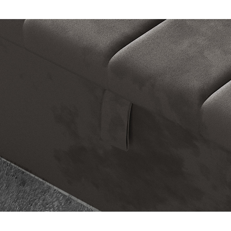 Alakay 102cm Wide Rectangle Striped Ottoman Storage Box with Hydrolic Arm, Plush Charcoal