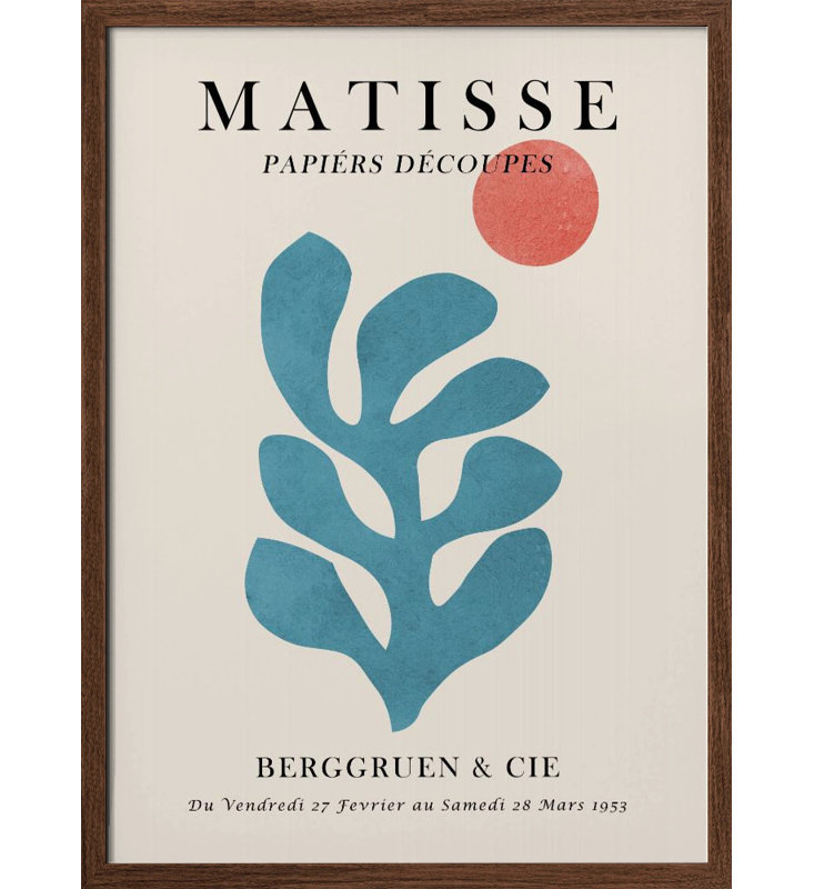 "Matisse floral", art mural texturé encadré, H 48 po x l 36 po, Brun