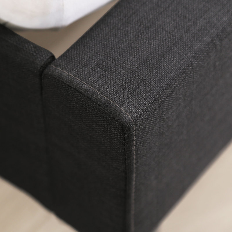 Lit plateforme tapissier Arbe, Noir, Grand