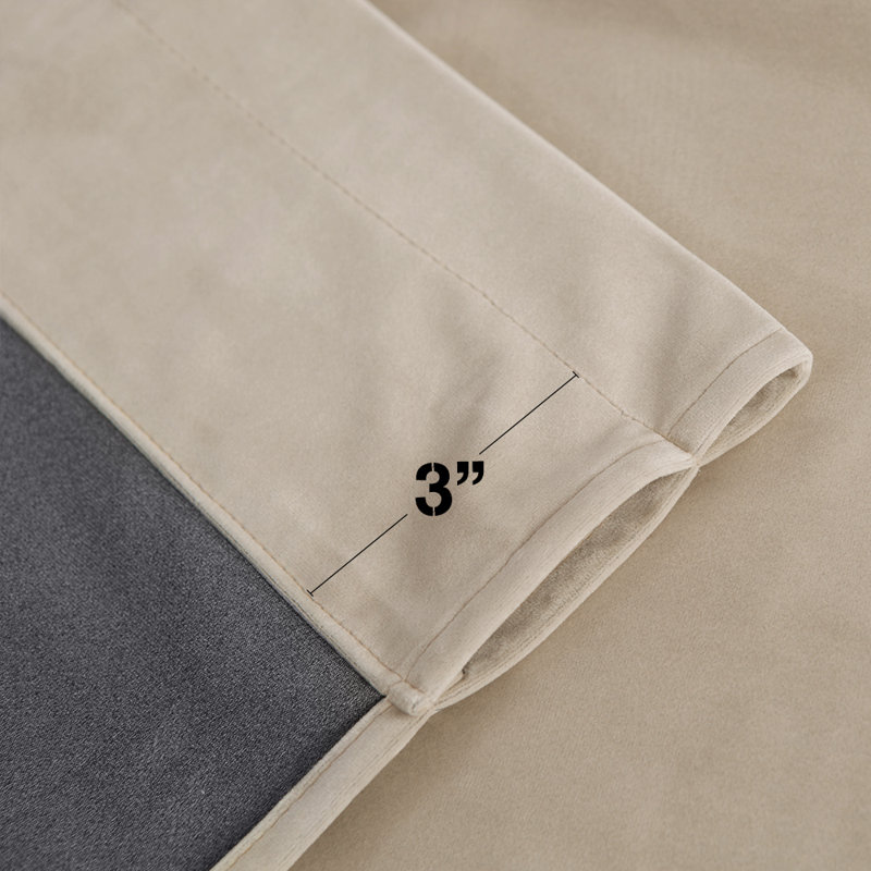 Solid Color Velvet Curtain for Living Room（Set of 1), 52" W x 95" L, Beige