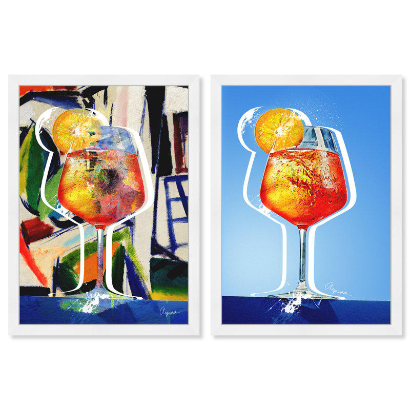 «Drinks and Spirits Aperol», impression d'art moderne sur papier bleu