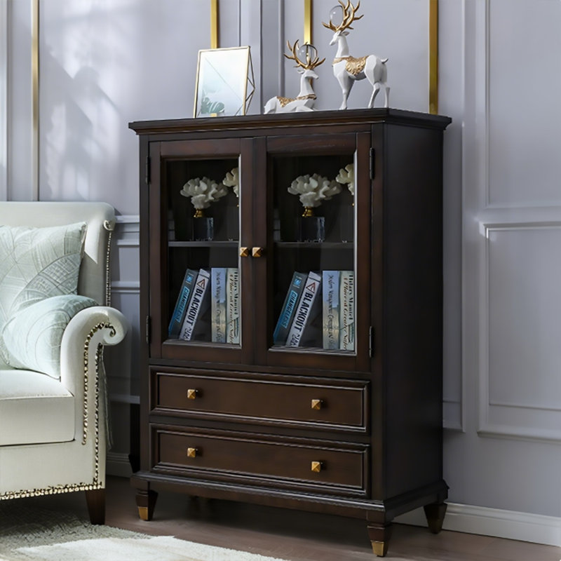 Armoire à vin en bois massif 33,86 "de style américain, luxueuse et élégante