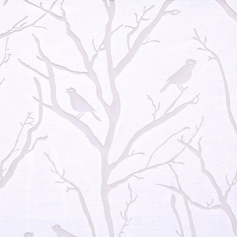 Silver Grommet Top Sheer Bird Print Window Drapes
