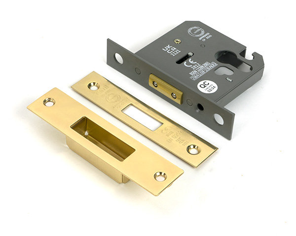 Polished Chrome 3" Euro Profile Dead Lock, Polished Brass