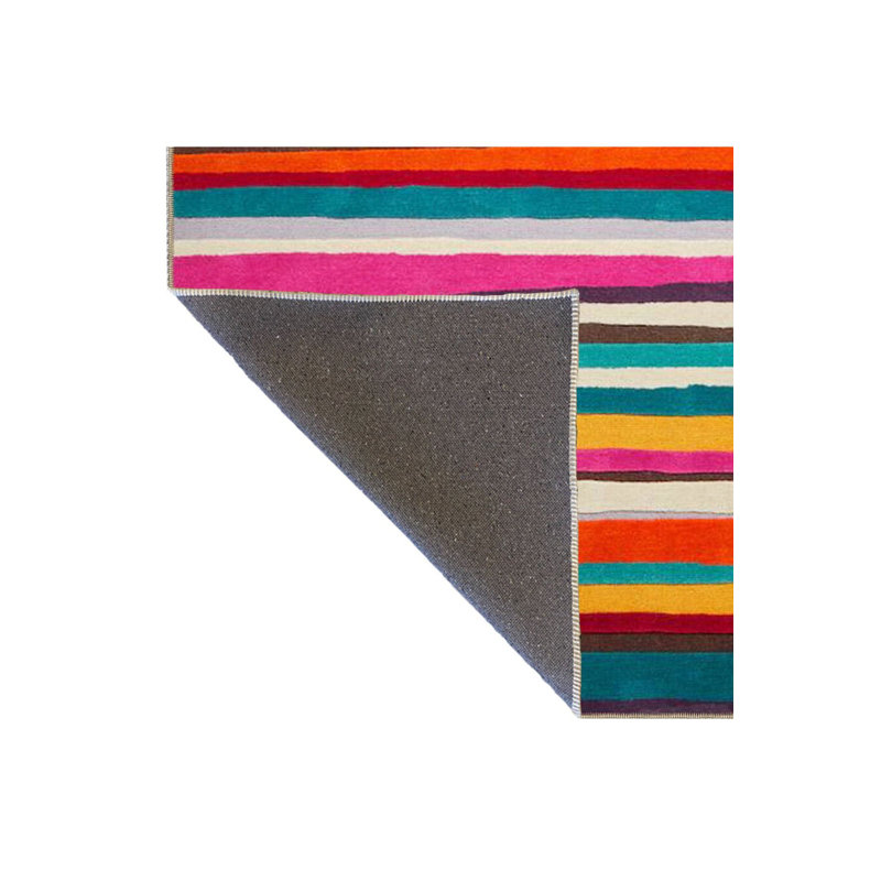 Tapis décoratif multicolore à rayures colorées et épaisses lavables à la machine, Carré 3 pi 11 po