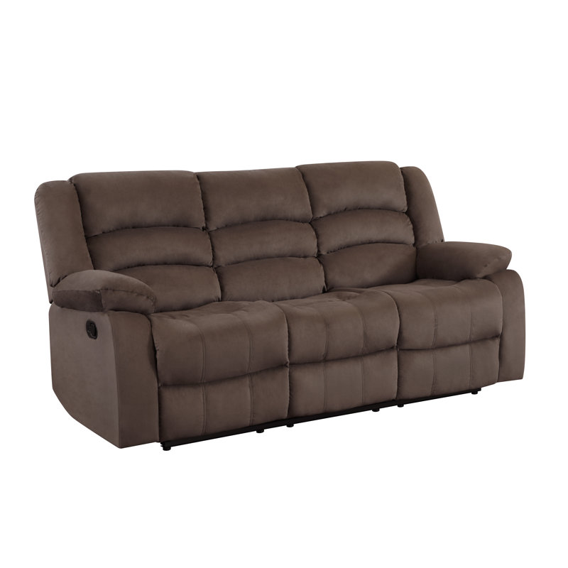 Aum Upholstered 81'' Reclining Sofa, Brown, 40" H x 81" W x 35" D