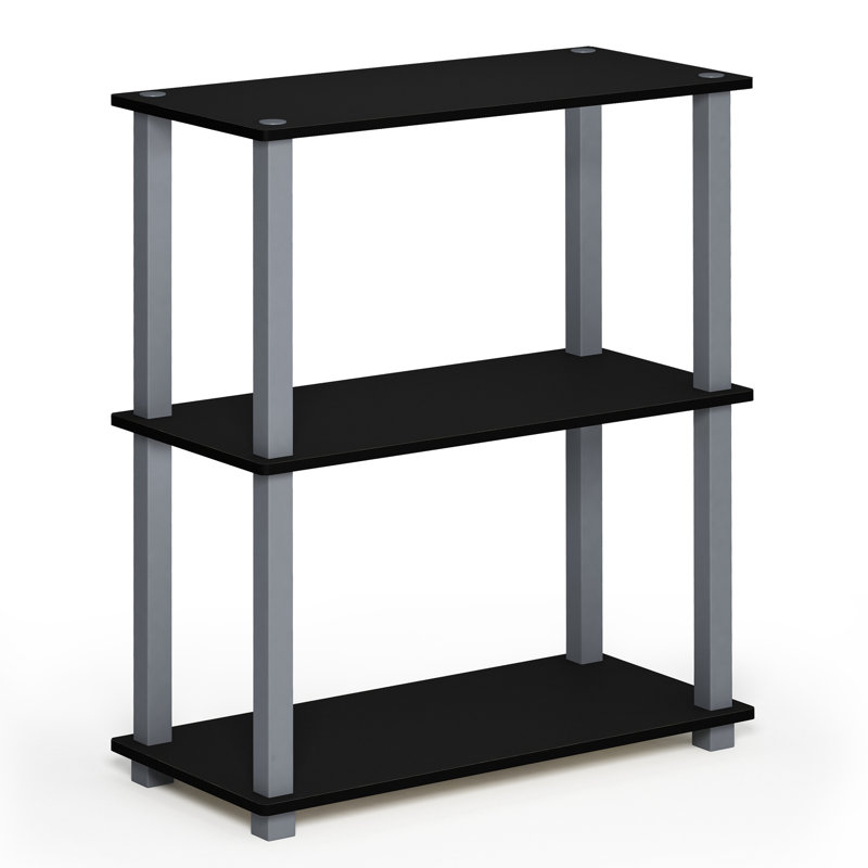 Decorius Etagere Bookcase, Black/Gray Square Tube, (4 Shelves) 43.25" H x 23.6" W x 11.6" D
