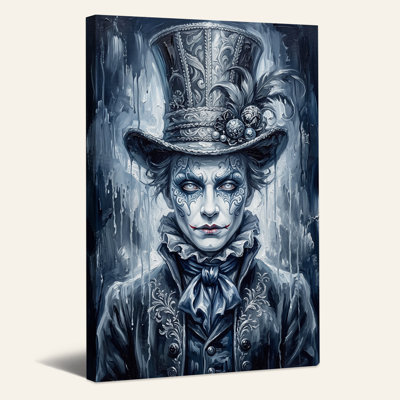 «Blue Top Hat Man», art mural sur toile Halloween dégoulinant