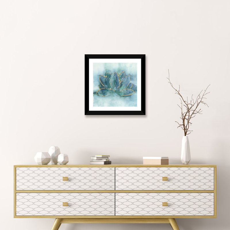 " Buddha Lotus " by Chris Paschke, 16'' H x 16'' W x 1'' D, Black Framed Paper