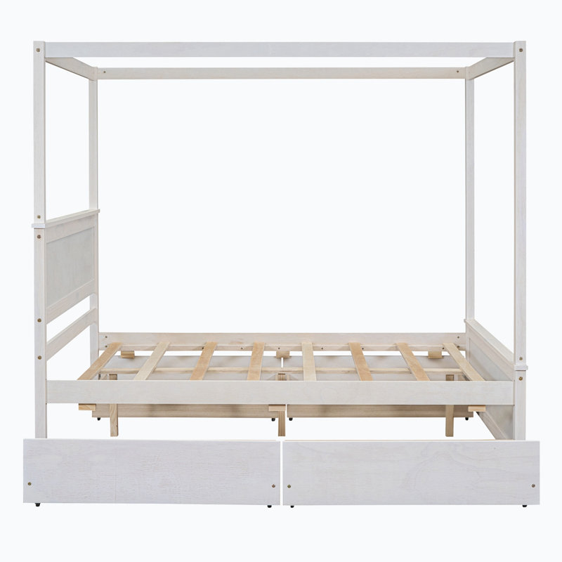 Brakefield Canopy Bed with Drawers, White