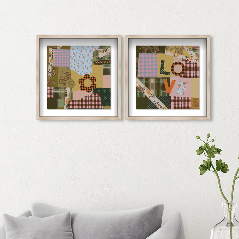 Retro Scarf Set Set by Oliver Gal, 43"H x 43"W, Natural Oak Shadowbox