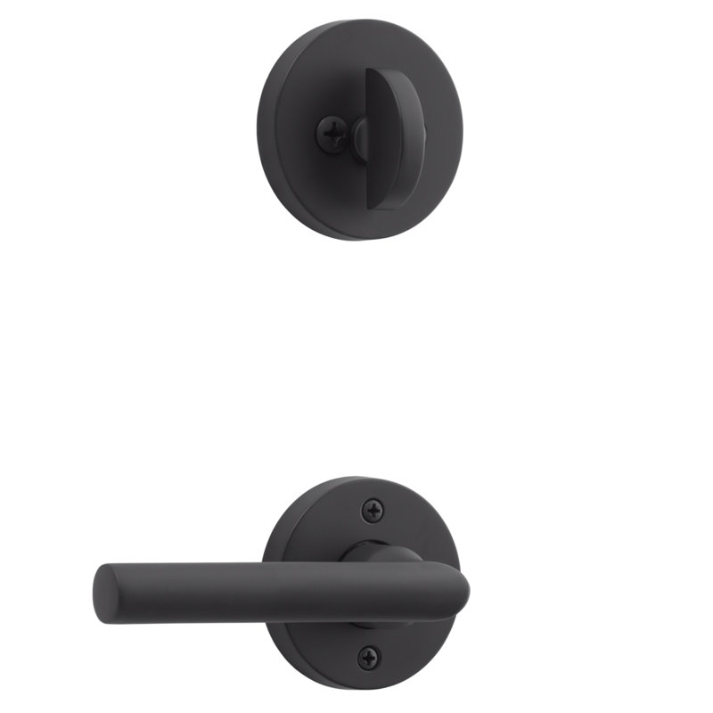 La Jolla Handleset with Single Cylinder Deadbolt and Contemporary Door Lever and Round Rosette, Yes, Keyed Alike