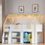 Lit mezzanine bas avec tablettes, armoires et lumières à DEL-1666115212