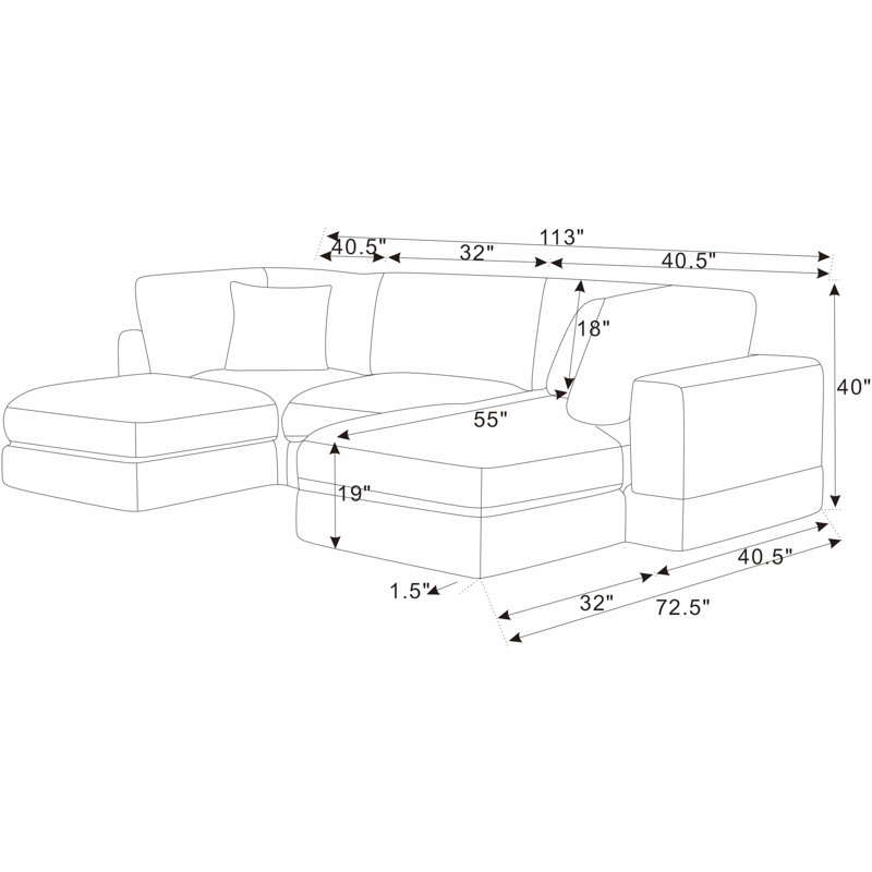 Cloud Haven Modular Sectional, Cream Corduroy