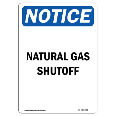 Natural Gas Shutoff Sign