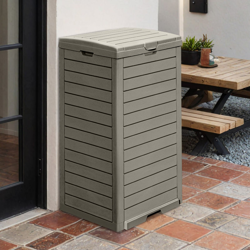 31 Gallon Recycling Bin, Light Brown