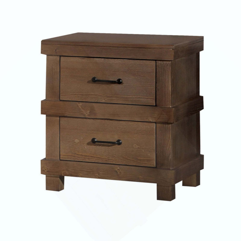 Table de chevet avec deux tiroirs spacieux et poignées en métal élégantes pour les chambres modernes