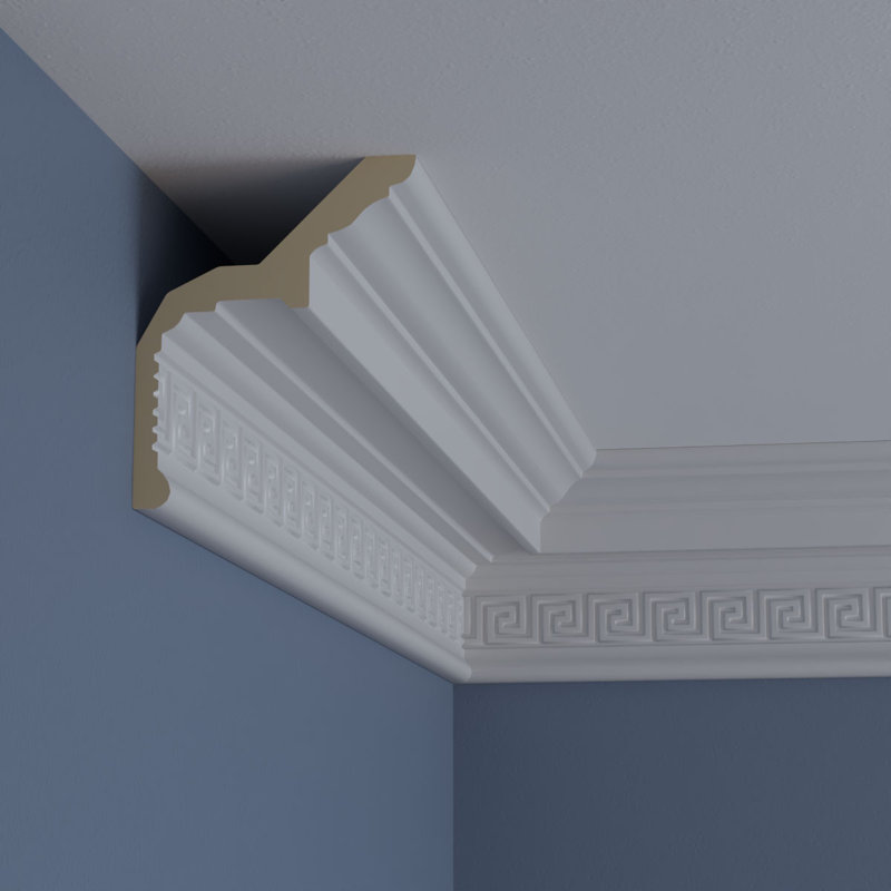 Nestor White Greek Key Polyurethane Crown Moulding