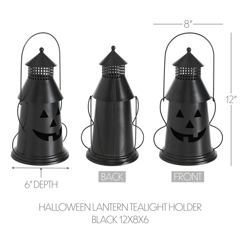 Halloween Lantern Tealight Holder 12x8x6, Black