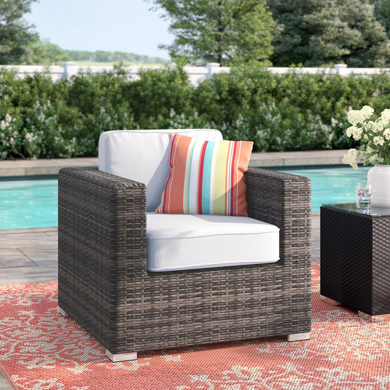 Melanie Fully Assembled Patio Chair with Cushions, Mixed Gray, Canvas Canvas Sunbrella® Canvas