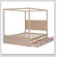 Modern Canopy Platform Bed With Trundle And Three Storage Drawers,4-Post Solid Wood Bed Frame With Headboard,No Box Spring Needed
