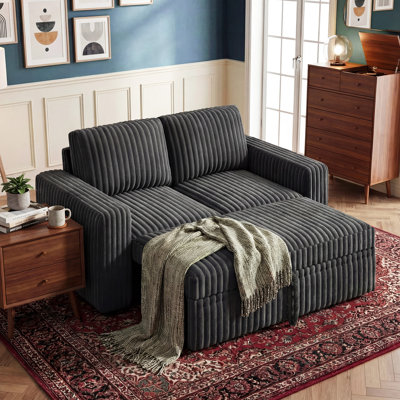 Hoelscher Pull Out Sleeper Sofa With Chaise Lounge Gray