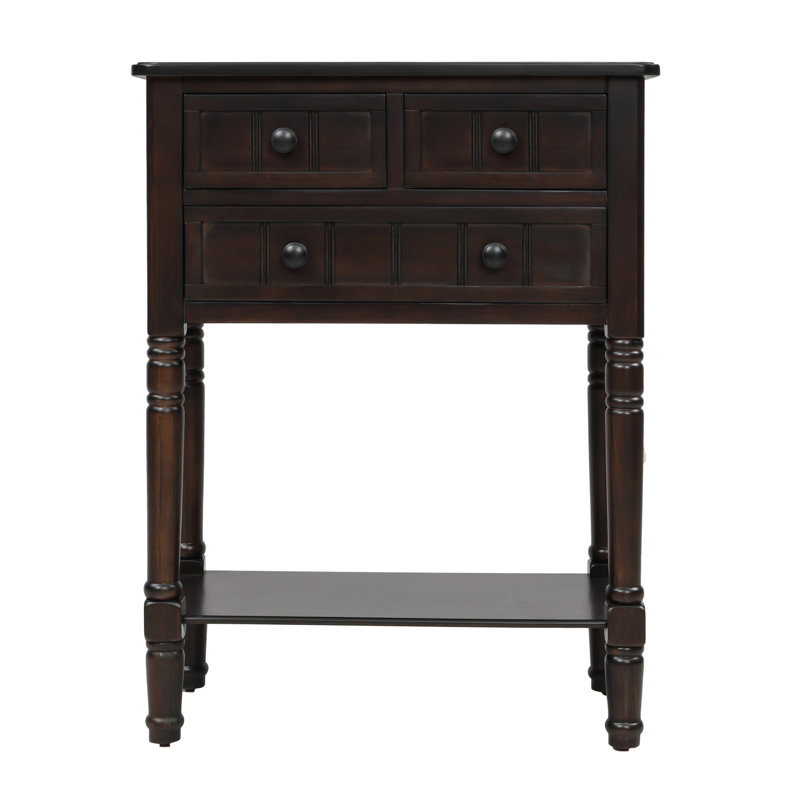 Console étroite, canapé mince avec trois tiroirs de rangement et une tablette inférieure pour le salon, assemblage facile (espresso)