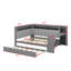Lit de jour multifonctionnel avec bureau intégré, tablettes de rangement et lit gigogne extensible, avec station de charge intégrée et éclairage DEL-1748045113
