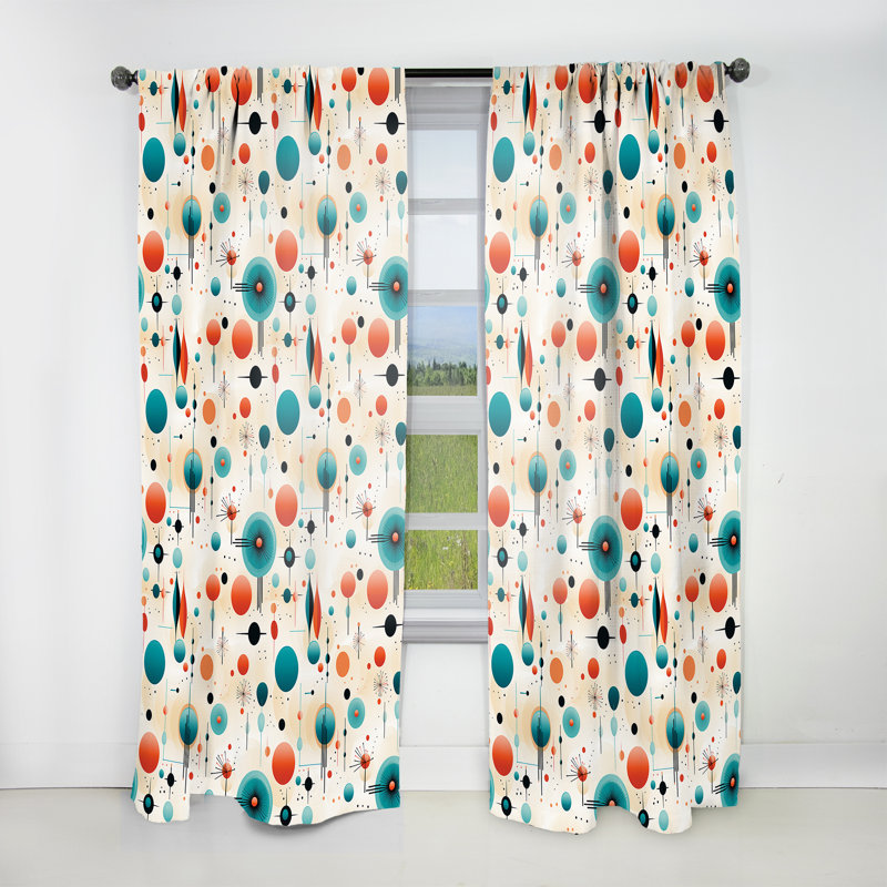 Atomic Age Modern Fusion - Mid-Century Velvet Curtain - Room Darkening - 1 Panel, 52" W x 63" L