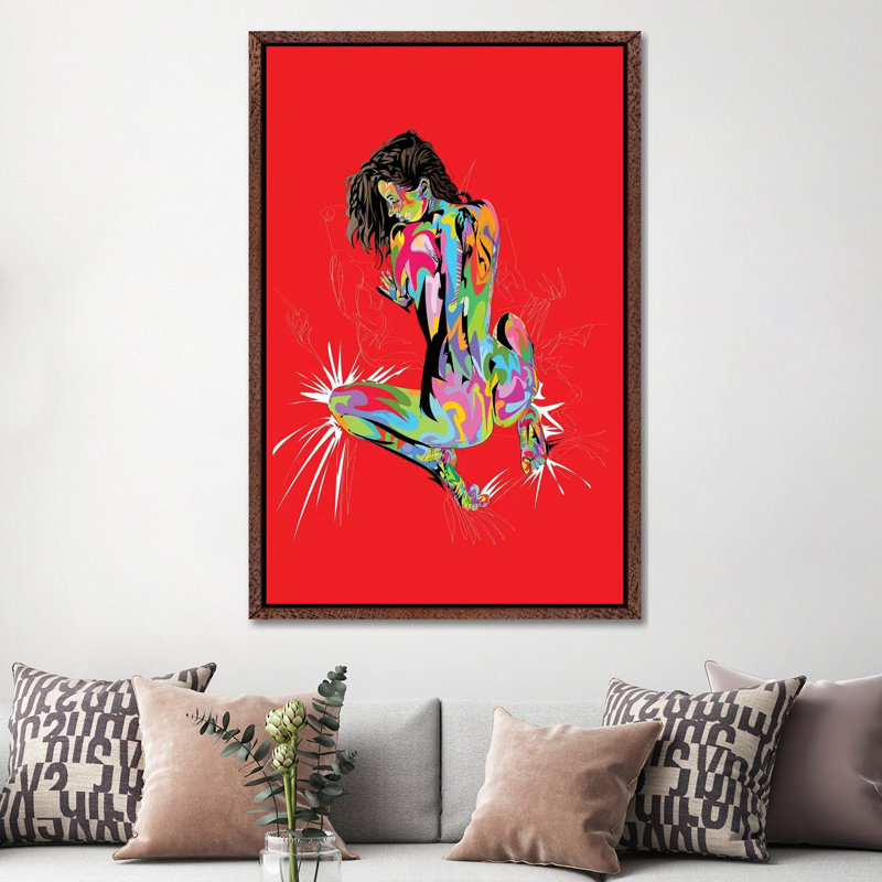 Booty On The Sheets - Print on Canvas, 152.4cm H x 101.6cm W x 3.81cm D, Classic Brown Wood Floater Framed
