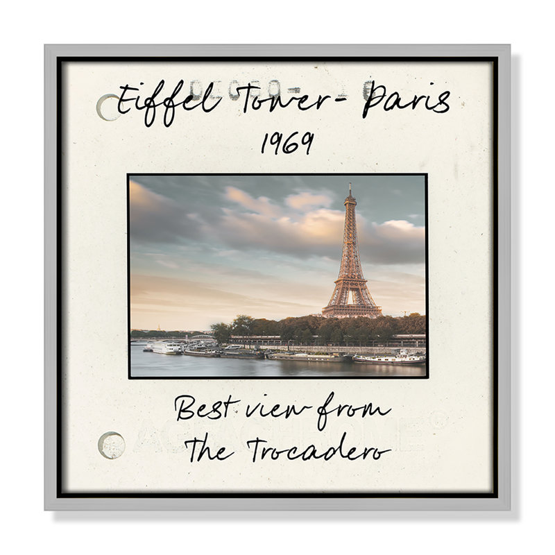 «Paris Paris - Eiffel View Print» par Danita Delmont, Toile argentée avec cadre flottant, H 13,5 po x l 13,5 po x P 2 po