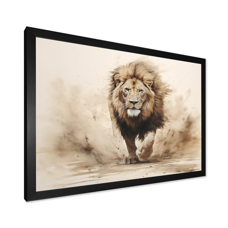" Lion Minimalist Roar Minimalist II ", Cadre simple noir, H 16 po x l 32 po x P 1 po