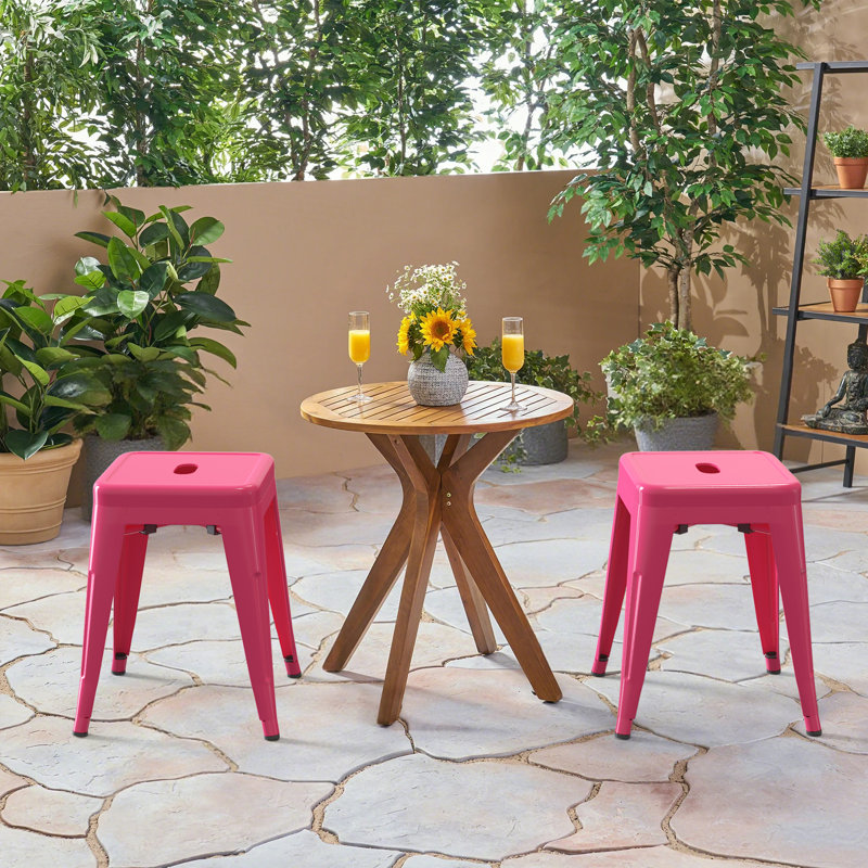 Juddson Counter Stool Set Of 2,18" Industrial Stackable Metal Bar Stools, Backless Metal Dining Chairs For Indoor Outdoor Kitchen Classroom