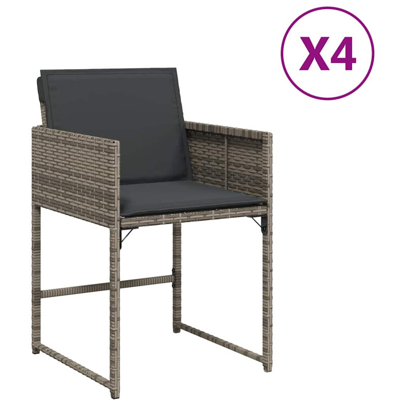 Outdoor Patio Dining Armchair with Cushion, Brown, Grey