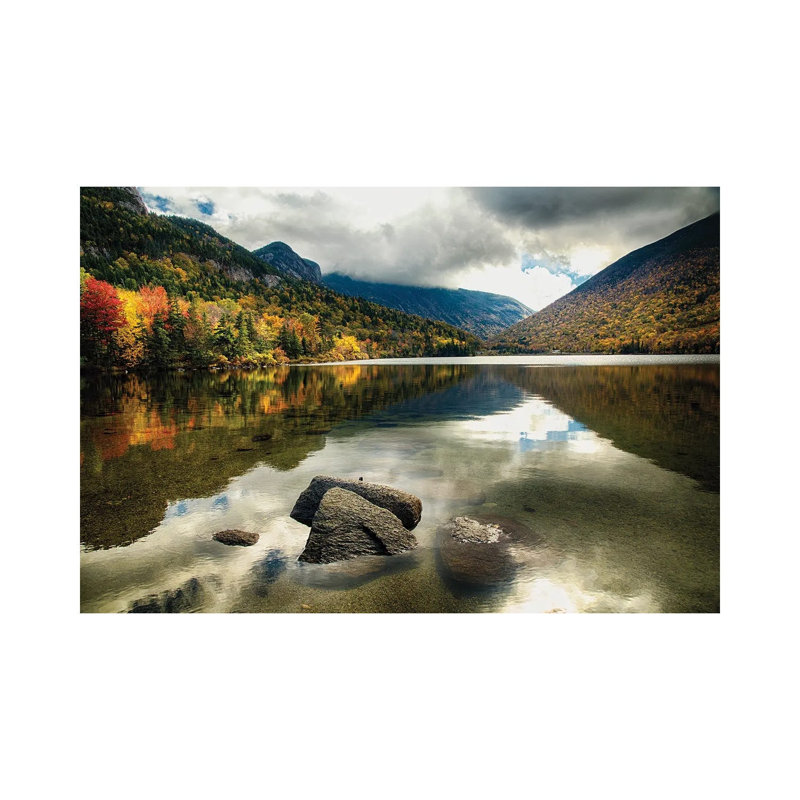 Pristine Mountain Lake During Fall Season, Echo Lake, Franconia, New Hampshire by George Oze - Wrapped Canvas Print