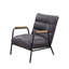 Fauteuil d'appoint Nignu, cuir fleur gris et finition fer mat