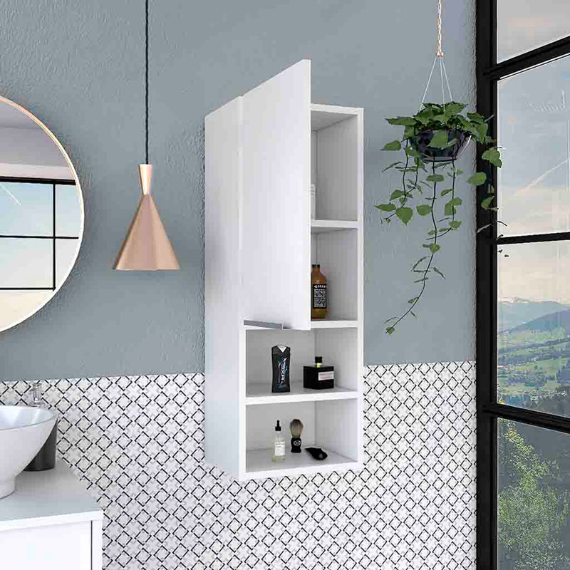 Medicine Cabinet Hazelton, Open And Interior Shelves, White