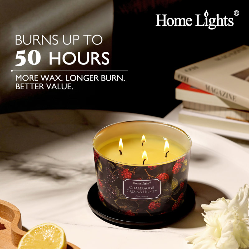 Agrume Amalfi | Bougies longue durée en cire de soja à 4 mèches - Homelights