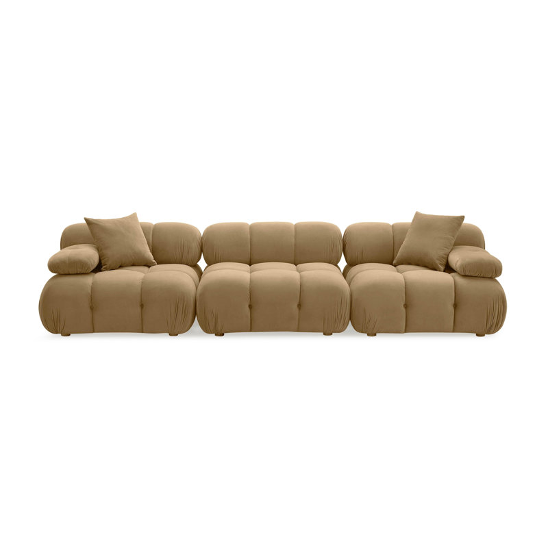 Canapé modulaire en velours Tov Furniture Calliope Cafe Au Lait Performance