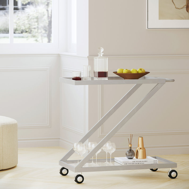 Chariot-bar, base en fer et verre trempé