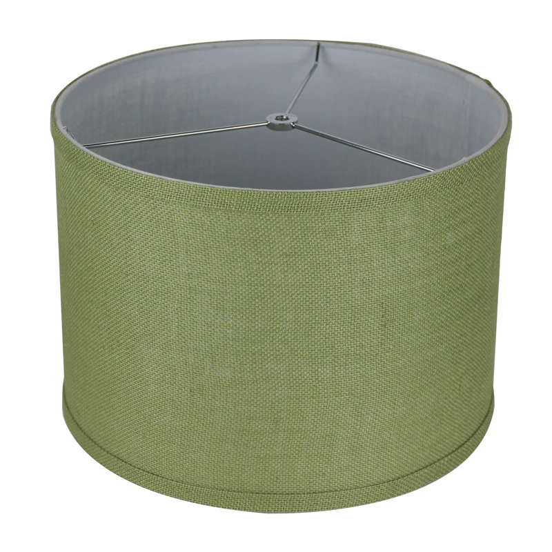 Abat-jour tambour en acrylique classique Ganya (araignée), Vert kaki, H 10 po x l 14 po x P 14 po