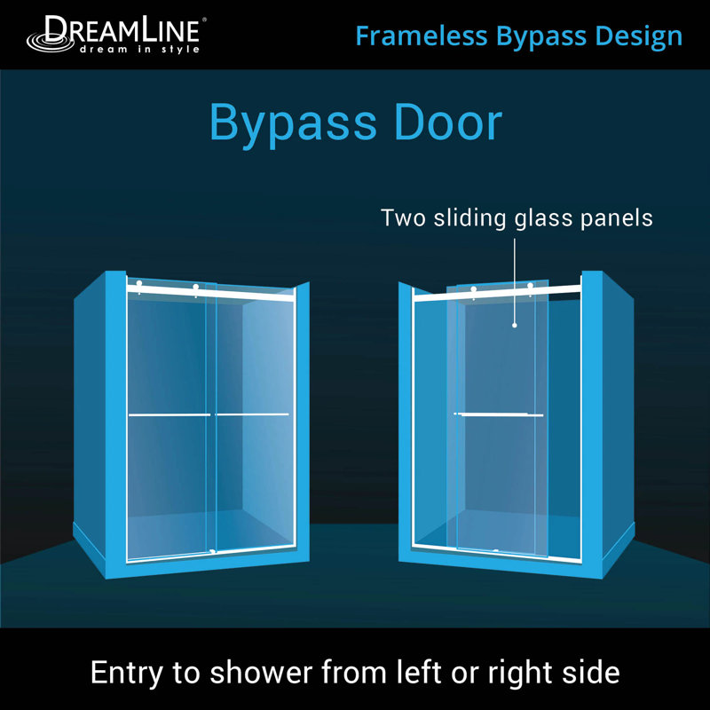 44" - 48" W 76" H Reversible Semi-Frameless Shower Door with ClearMax Technology, Brushed Nickel/Smoke Gray