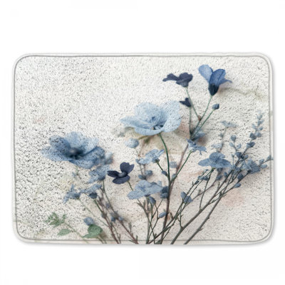 Delicate Blue Flowers Bath Mat