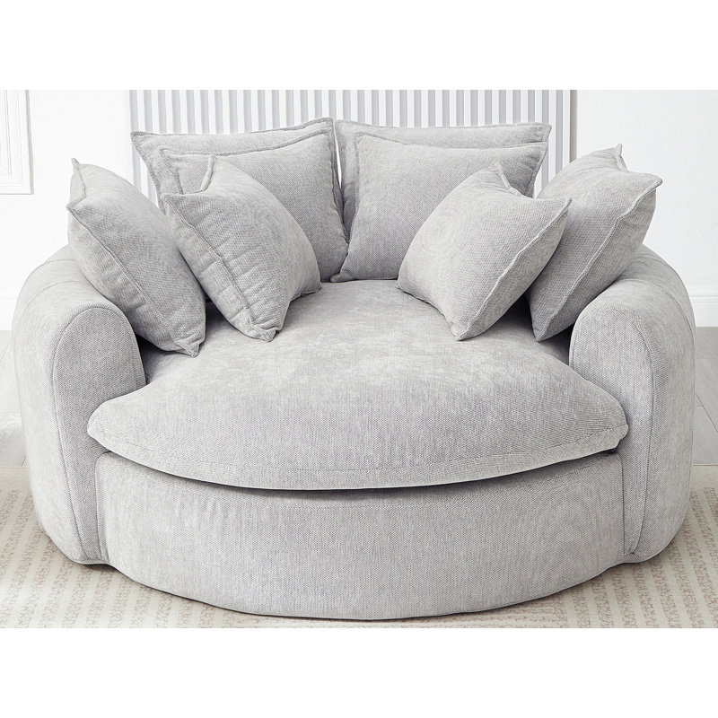 Fauteuil demi-tonneau rembourré avec 8 coussins, Gris clair