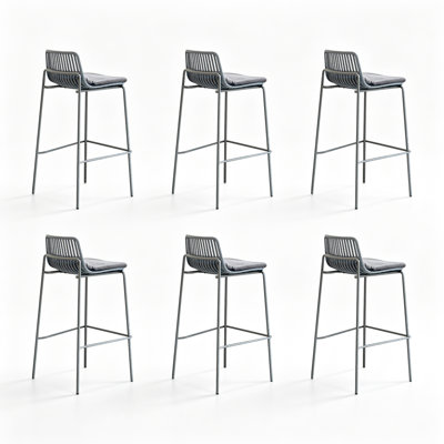 Chaise d'appoint à dossier bas gris (ensemble de 6)
