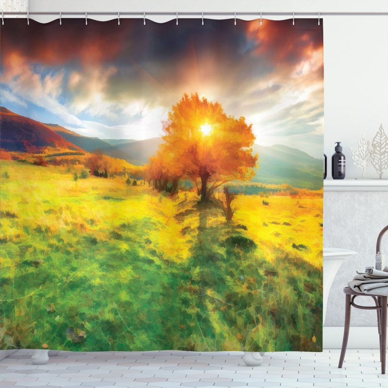 Dakota Fields Landscape Shower Curtain Fall Season, 75" H x 69" W